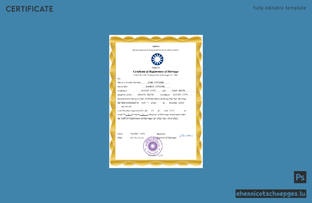 Taiwanische Heiratsurkunde – Beispielvorschau in Word und PDF